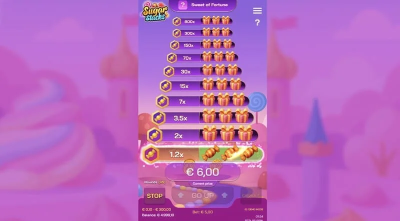 Sugar Stacks - mevcut katın ışıklandırılması ve çarpan sayacı ile kazanan adım